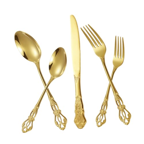 VALICLUD Cubiertos de Acero Inoxidable Occidental Dorado Vajilla para Hogar Incluye Cuchillo Tenedor y Cuchara Diseño Resistente y Elegante para Cenas Familiares VALICLUD Cubiertos de Acero Inoxidable Occidental Dorado Vajilla para Hogar Incluye Cuchillo Tenedor y Cuchara Diseño Resistente y Elegante para Cenas Familiares