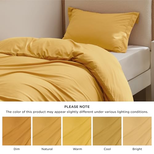 Image of Bedsure Twin /Twin XL Duvet Cover, Double Brushed Bedding Set, Golden Yellow | For Kids & Adults, 68 inchx90 inch Comforter Cover, Hotel Luxury, All Season, Breathable, Easy Care, Lightweight, Zipper Closure