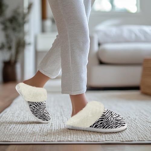 Jeiento Animal Print Slippers Cozy Comfy Plush Warm Slip-on Slippers Winter Fuzzy House Shoes4