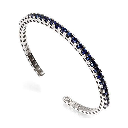 2.5 Ct Tw Natural Blue Sapphire Solid 14K White Gold Oval Cuff Bracelet For Women 2.7 Mm - Length 6 To 8 Inches Available - September Birthstone #TOP23