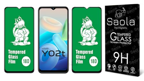 Image of Saola 18D Tempered Glass With Inbuilt AirBag Borders For Vivo Y02T (Pack Of 2) with Free Installation Kit. Full screen Coverage - 6.51 inch