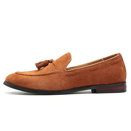Men's Suede Tassel Low Heel Loafers Fashion Handmade Lightweight Round Toe Slip On Business Dress Oxford Shoes Leisure Driving Office Penny Loafer3