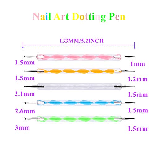 5 Pc 2 Way Dotting Pen Tool Nail Art Tip Dot Paint Manicure Kit (5Pc) #TOP1