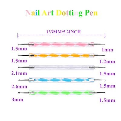 5 pc 2 Way Dotting Pen Tool Nail Art Tip Dot Paint Manicure kit (5PC)