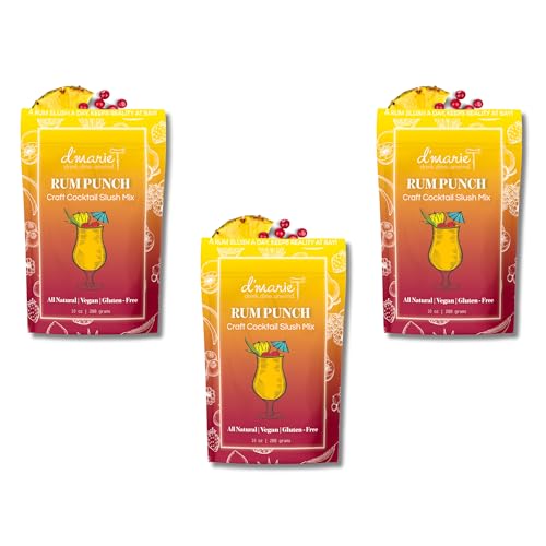 Frozen Cocktail Drink Mix - Each Bag Makes 10 Rum Punch Slushies - Drink Powder Pouches for Alcohol - All Natural Low Sugar Mixer, No Blender Needed, 3 Pack