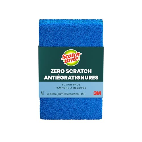 Scotch-Brite Zero Scratch Scouring Pad, Effective + Gentle Dish Scrubber for Household Cleaning, 48 Scrub Pads for Dishes, Nonstick Pots and Pans, Glass, Tubs, Showers, Reusable & Durable
