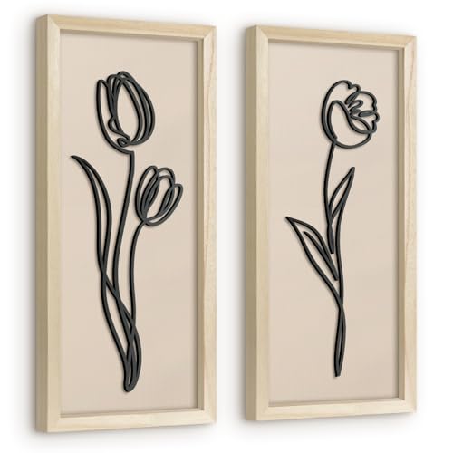 Idée cadeau pendaison de crémaillère ensemble de cadres fleurs en bois