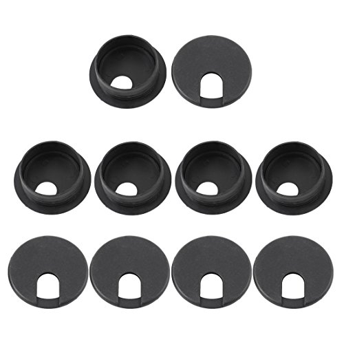 uxcell a13071600ux1046 10 Pcs Black Computer Desk Table Counter Top Wire Plastic Grommets 35 mm Dia (Pack of 10)