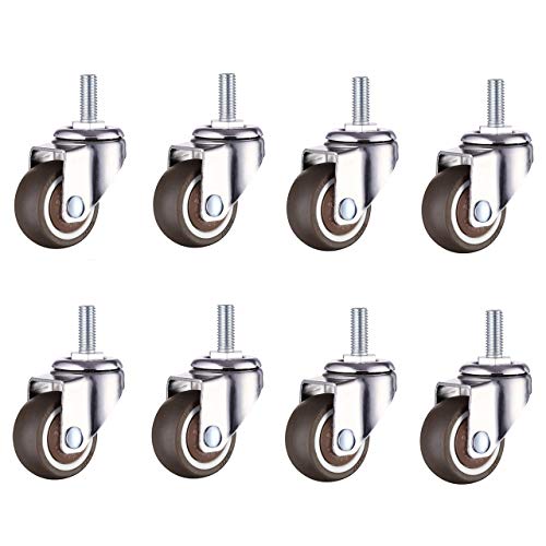 TONGXU Lenkrollen mit M6-Gewinde, M6 x 15 mm, Lenkrollen aus weichem Gummi für Möbel, Trolley-Räder (8 Stück) Cover