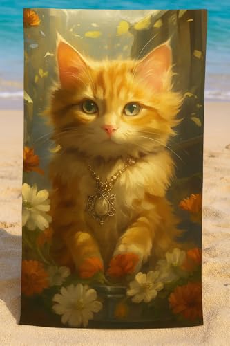 Rest Fusion 100 × 180 cm Microfibre Beach & Travel Towel – Oversized Extra Large Sand‑Free, Quick‑Dry, Lightweight, 100% Recycled – Ideal for Yoga, Pool & Sunbathing (Cat)