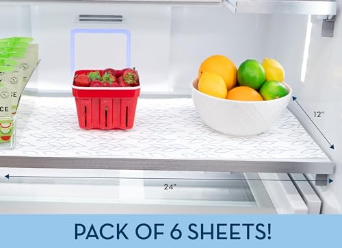 Refrigerator Liners, Shelf Liner, Absorbent Fridge Liners, 12 Inch x 24 Inch, Slate Leaf Print, 6 Pack