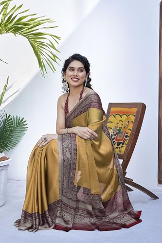 Image of MIRCHI FASHION Women Saree Ethnic Motif Print Chiffon | Breathable Lightweight Plain Weave Sari for Office and Daily Use (Available in 20 Designs)