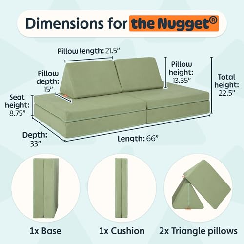 Image of Nugget - The Original Play Couch for Kids - Modular Foam Children's Sofa for Playroom, Imagination, & Creative Open Ended Play - Washable & Convertible Playroom Furniture, Bamboo