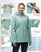 33,000ft Regenjacke Damen Wasserdicht Outdoorjacke Atmungsaktiv Herbst Übergangsjacke Leichte Jacke mit Kapuze Windbreaker zum Wandern Reisen Treking Fahrrad Mintgrün 40