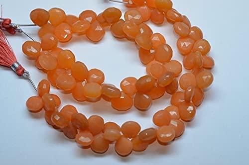 Perles calcédoine mangue naturelle cœur 10mm pour réparer et personnaliser vos bijoux ternes