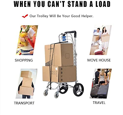 Einkaufstrolley Einkaufswagen-Trolley faltbar – 70 kg Ladekapazität Rahmen aus Aluminiumlegierung abnehmbare… – Bild 3