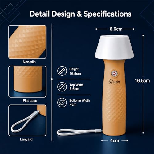Image of Mr. Light Torch Rechargeable, 1200mAh Torch & Camping Light with Stepless Dimming, Portable LED Flashlight for Home, Camping, Power Outage & Daily Use(Orange)