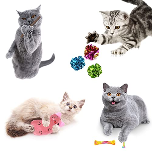 Cat Toys Kitten Toys,Interactive Cat Toys Set With Collapsible Cat Tunnels Tent For Indoor Cats,Retractable Cat Wand Toys Catnip Toys Cat Feather Teaser Fluffy Mouse Crinkle Balls For Cat,Kitty #TOP2