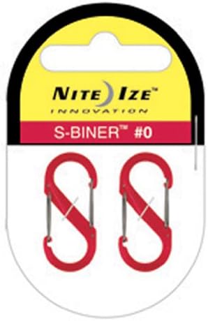 Nite Ize SBP0-2PK-10 S-Biner Plastic Size-0 Double Gated Carabiner, Red, 2-Pack