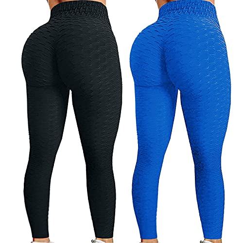 TikTok Yoga Leggings, OutTop 2PC High Waist Yoga Pants for Women, Stretch Booty Bubble Butt Lifting Workout Tights (#29, M)
