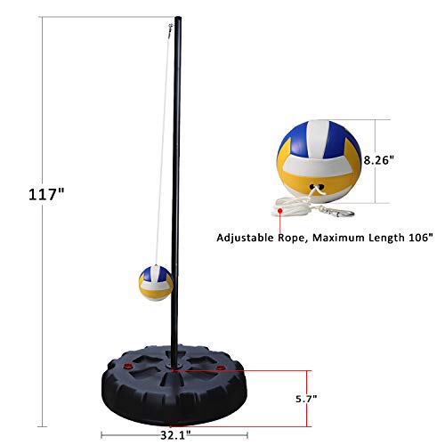 Zdgao Portable Tetherball Set with Tetherball Ball, Rope, Pole, and Base Outdoor Tetherball Set for Backyard and Family Fun