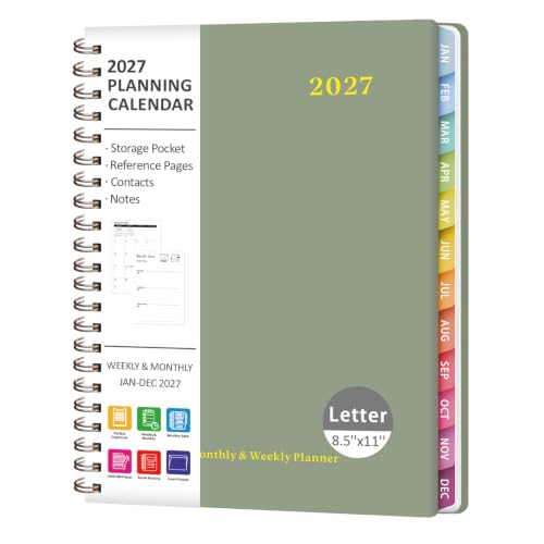 2027 Planner, Letter Size Weekly and Monthly Calendar Planner Book