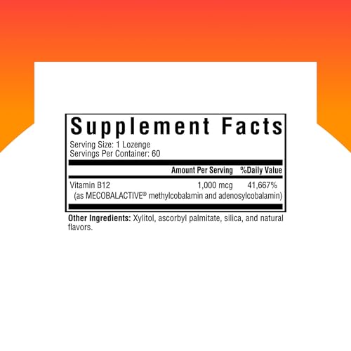 Seeking Health Active B12 1000, 1000 mcg B12 as Adenosylcobalamin and Methylcobalamin, Supports Homocysteine Levels and Methylation, MTHFR Support, Vegan and Vegetarian (60 lozenges)* - Thumbnail 2