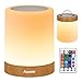 Auxmir Lámpara de Mesita de Noche, 3000mAh Recargable Lámpara LED de Mesa con USB, Temporizador, Control Táctil y Remoto, 13 Colores de Luz Regulable, Lámpara Noche Inalámbrica Colgante, Marrón Claro