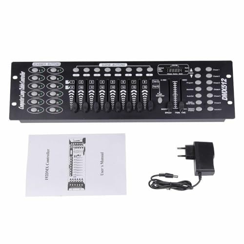 DMX 512 Controller Konsole, 192 Kanäle DJ Licht Controller Konsole MINI DMX-Controller DMX-Lichtpult für Party DJ Disco Moving Head Licht Bühnen Lampe Operator Ausrüstung (Schwarz)