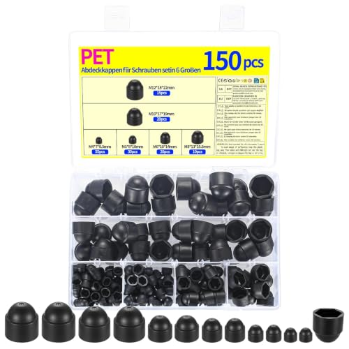 Image of 150 Pcs Black Screw Caps, Plastic Screw Bolt Covers Caps