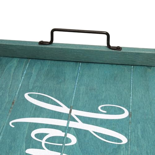Elegant Designs, 15.50" x 12", Blue Wash Home Decorative Wood Serving Tray w/Handles (HG2000-BHW)