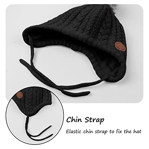 Bamery Crochet Baby Beanie Earflaps Toddler Girl Boy Knit Infant Hats Warm Cap Lined Polyester4