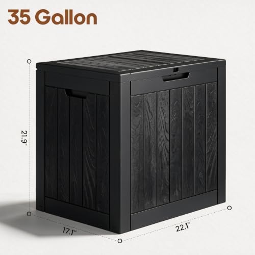 NUNU LAB 35 Gal Outdoor Storage Box Waterproof Lockable,Deck Box,Black - 1