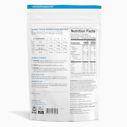 Image of King Arthur Gluten Free Classic Pancake Mix: Fluffy, Delicious Breakfast Delight - Non-GMO, Kosher Certified, 15 oz (Pack of 6) - Makes Perfect Pancakes and Waffles with 21g Whole Grains per Serving