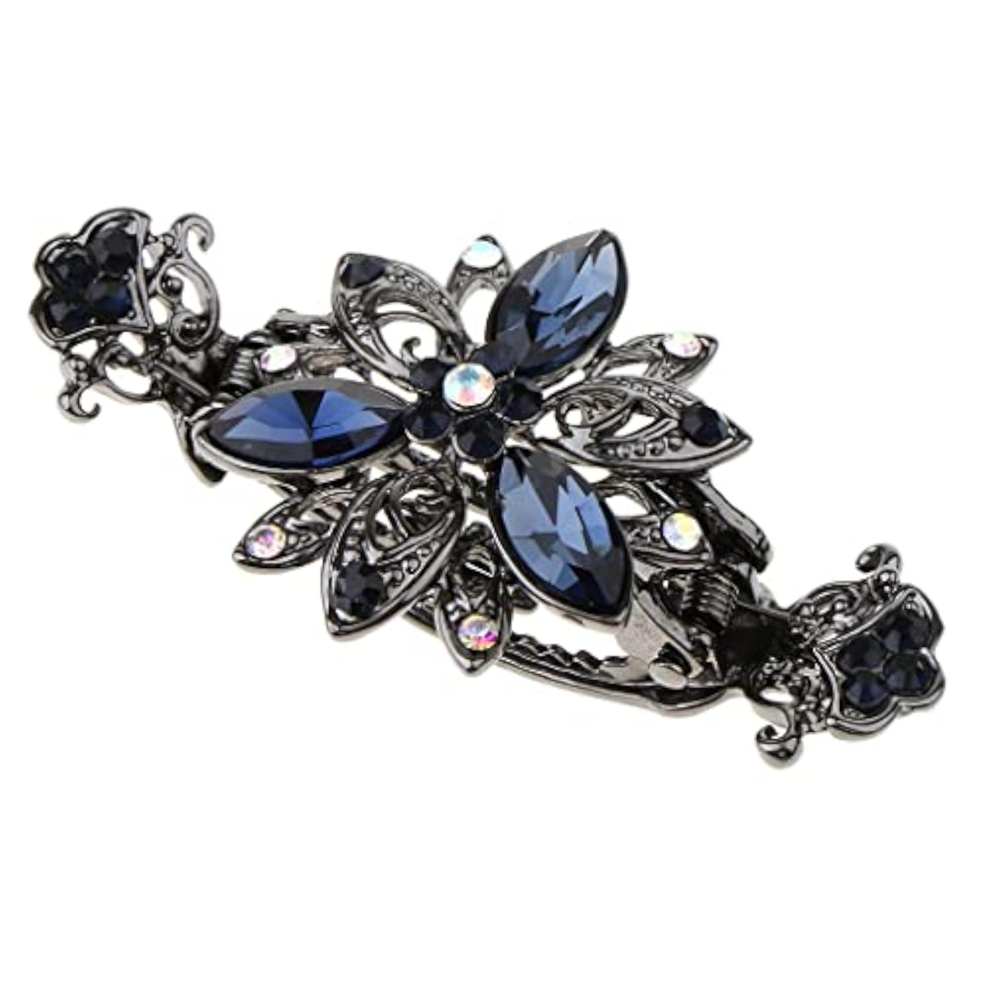 Vintage Crystal Flower Hair Claws, 2pcs Set for Women