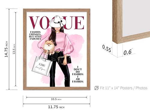 Image of Poster Master Lady with Dog Print - I Am Fashion Poster - Modern Trendy Art - Chic Gift for Women & Fashionista - Haute Couture Decor for Bedroom or Girls Room - 11x14 Beige Framed