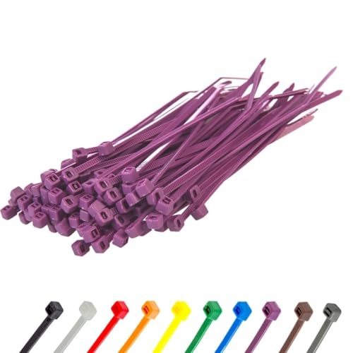 Image of GTSE 4 inch Purple Zip Ties, 100 Pack, 18lb Strength, UV Resistant Nylon Small Cable Ties, Self-Locking 4 Inch Tie Wraps