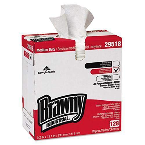 Brawny 29518CT Airlaid Med-Duty Wipers, Cloth, 9 1/5 x 12 2/5, WE, 128/BX, 10 BX/CT