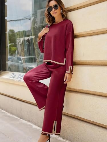 Image of ALL YOURS Women's Contrast Piping Top with Trousers Co-Ords Sets