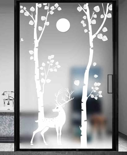 Vinilo Adhesivo Cristal Animales De Árbol Gris Vinilos para Cristales Privacidad Estatico Anti UV Reutilizable para Oficina Dormitorio Sala de Estar Vinilo para Ventanas 40x120 cm