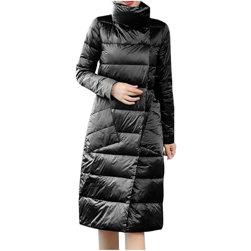 Puffer Jacket Womens Long Lightweight Winter Warm down Coat Button down Casual Fashion Comfy Windproof Quilted Jacket