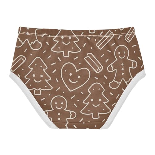 Seamless Gingerbread Pattern Breathable Girls' Panties Organic Underwear for Girls in Sizes 2T,3T, 4T, 5T, 6Y and 8Y2