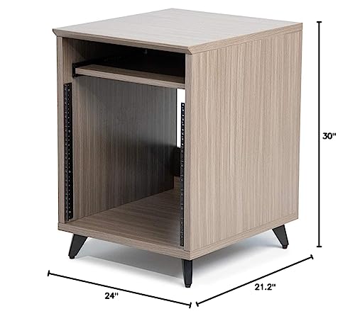 Gator Frameworks Elite Series 10U Studio Rack Desk With Slide-Out Tray And Rear Cable Passthrough; Driftwood Grey Finish (Gfw-Elitedeskrk-Gry) #TOP2