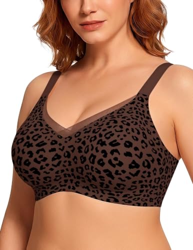 Image of Vertvie Wireless Jelly Bra Seamless Supportive Crossover | Full Coverage & Lift, Mesh V-Neck, No Underwire, Back Smoothing, Push Up, Plus Size, All-Age Comfort, Everyday T-shirt Bra