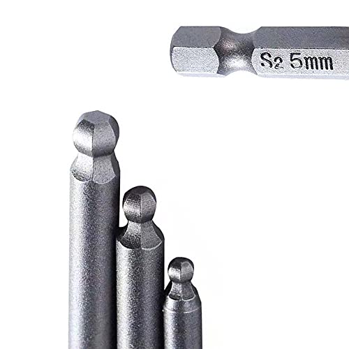 Tomato Palace Magnetic Ball Head 2.5Mm 3Mm 4Mm 5Mm 6Mm S2 Metric Ball End Hex Screwdriver Bit Set Allen Bits -5 Pcs 100Mm Long #TOP3