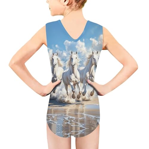 Image of Xpyiqun Swimsuits for Girls 3-14 V Neck Sleeveless Bathing Suit Summer Sport One Piece Swimwear Beach Swimming