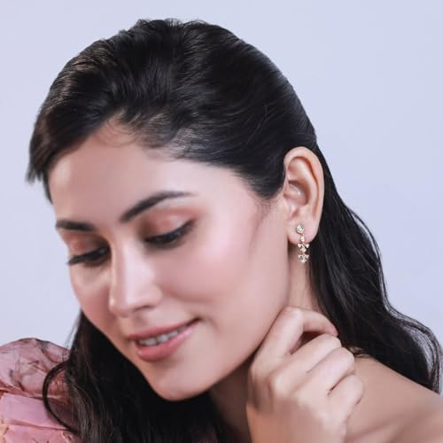 CANDERE - A KALYAN JEWELLERS COMPANY 14K/18K BIS Hallmark Yellow Gold and Certified SIIJ Diamond Dangle Earring for Women with Screw Back Closure - Image 5