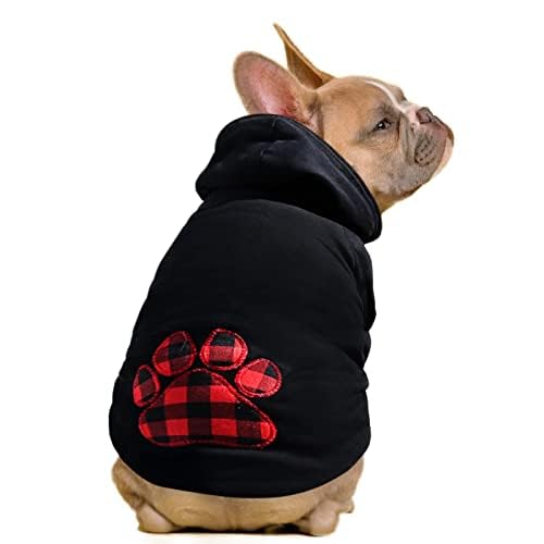 Image of SAWMONG Dog Hoodie,Flannel Pet Hooded Sweater with Hat Puppy Pullover Sweater Shirt,Dog (Black,2XL)