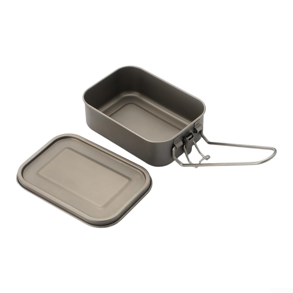 Leichte 700 ml Titan-Lunchbox für Reisen, Camping, Picknick, Outdoor-Aktivitäten, auslaufsichere Dichtung, faltbarer Griff, Titan-Konstruktion
