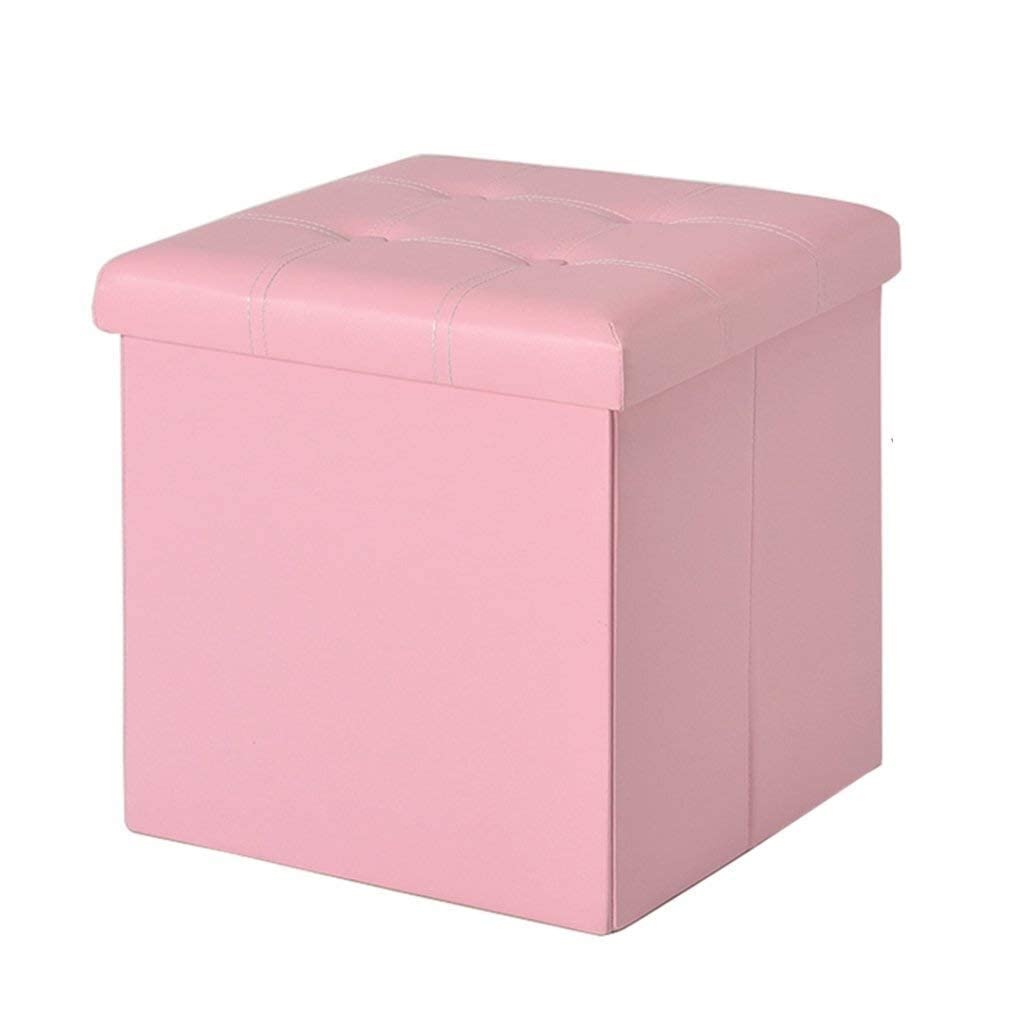 Banc de rangement en bois massif et assise PU rose pour salon